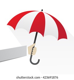 hand with red umbrellas create shading
