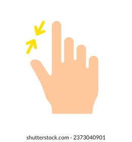 Hand reduces image line icon. Controls, touchpad, tablet, phone, sensor, touchscreen, gadgets. Vector color icon on a white background for business and advertising.