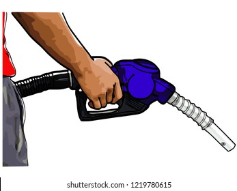 Hand Refilling Fuel Oil.Gas Pump.Vector Illustration.EPS10