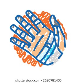 hand rehabilitation therapist doodle icon sketch vector. hand rehabilitation therapist sign. isolated symbol illustration