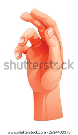 Hand in relaxed pose, fingers slightly bent inward. Vector cartoon illustration