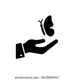 Hand Releasing Butterfly Indicating Letting Go Icon