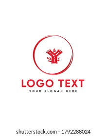 A hand rendered naturally fun letter type Y  logo template,Vector logo for business and company identity 