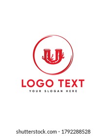 A hand rendered naturally fun letter type U  logo template,Vector logo for business and company identity 