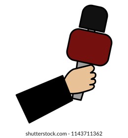 hand reporter with microphone