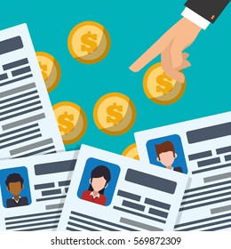 hand resource profile document coins vector illustration eps 10