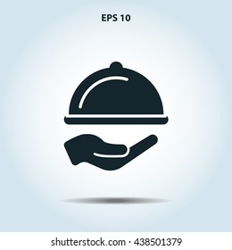 hand and restaurant dish icon