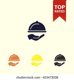 hand and restaurant dish icon