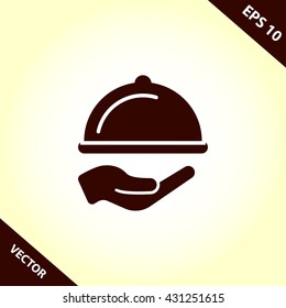 hand and restaurant dish icon. hand and restaurant dish vector illustration