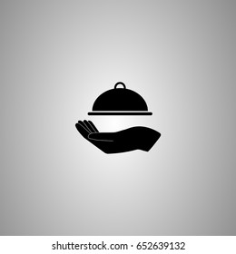 hand and restaurant dish icon,vector illustration