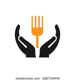 Diseño del logo del Hand Restaurant. Logo del restaurante con vector de concepto de mano. Diseño del logotipo de Hand y Restaurant