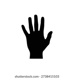 Hand Resting Flat Silhouette Vector. Open Palm on Surface Black Silhouette. Relaxed Fingers Spread Clip Art Illustration.