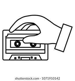 hand with retro cassette