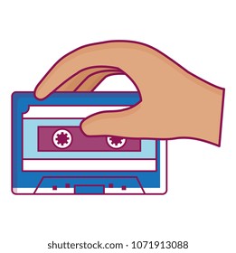 hand with retro cassette