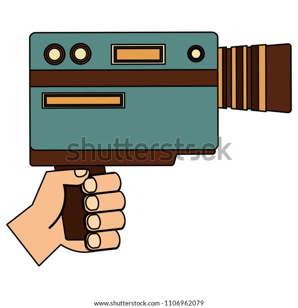 Hand Retro Handy Camera Isolated Icon Stock Vector Royalty Free