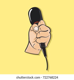 Hand with retro microphone