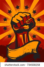 Hand Up Revolution Poster Vector Illustration