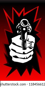 hand with revolver vector illustration