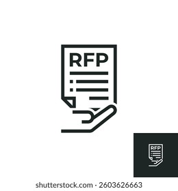 Hand with RFP icon isolated on white background. Vector illustrations are made with vector-based software.
