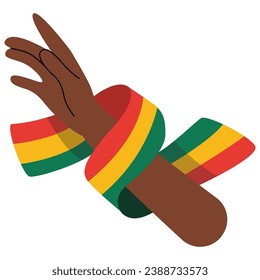 Hand with ribbon. Black History Month. African American History. Perfect for a social media post, poster, cover or postcard.