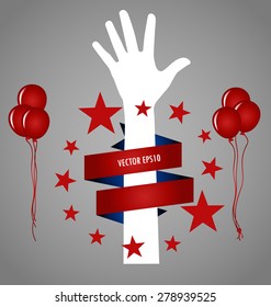 Mano con cinta, ilustración vectorial.