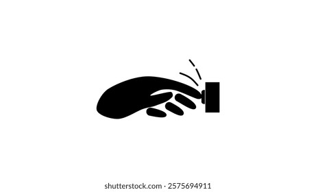 hand ringing doorbell, black isolated silhouette