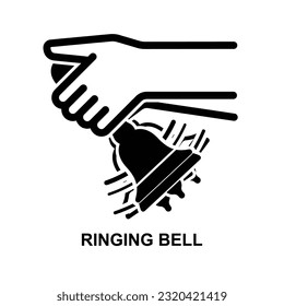 Hand ringing retro bell icon isolated on background vector illustration.