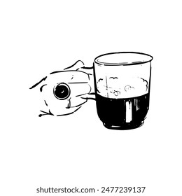Hand with Rings Holds a Cup of Beverage