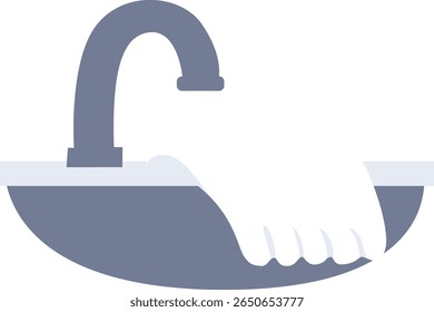 Hand rinsing under a faucet in a sink, showcasing the rinsing step in proper hand washing for hygiene and safety.