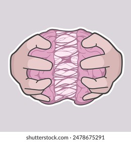 Hand Ripped a Brain Vector Cute Illustration