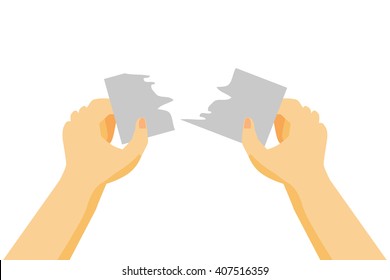 Hand, Ripping a piece of blank paper or card
