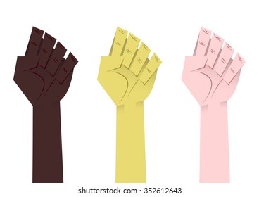 hand rise fist. isolated on white background. vector illustration