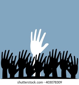 Hand rising from ground with black and white color. Vector illustration different ideas concept design.