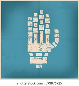 Hand robot design on old background,vector