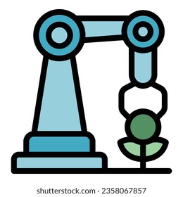 Hand robot icon outline vector. Drone system. Sensor plant color flat