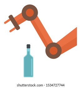 Hand robot take bottle icon. Flat illustration of hand robot take bottle vector icon for web design