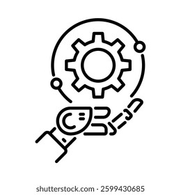 Hand robot technology icon. Outline style. Vector. Isolate on white background.