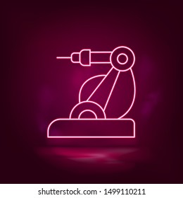 Hand, robotic, arm, laser neon icon - vector. Artificial intelligence.