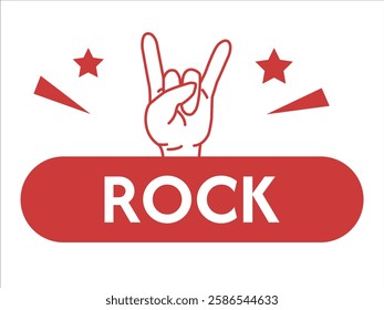 Hand rock frame icon on white background
Vector rock music 
Hand rock