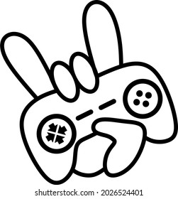 Hand Rock Game With Joystick Game Pad Logo Design Modern