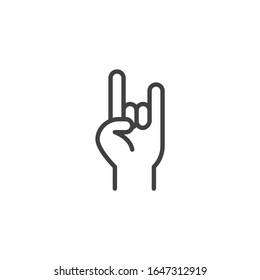 Hand rock gesture line icon. linear style sign for mobile concept and web design. Rock and Roll hand outline vector icon. Symbol, logo illustration. Vector graphics