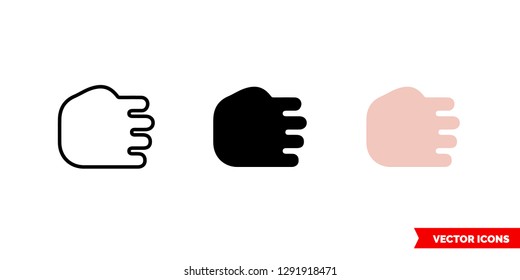 Hand rock icon of 3 types: color, black and white, outline. Isolated vector sign symbol.