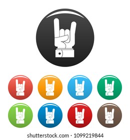 Hand rock icon. Simple illustration of hand rock vector icons set color isolated on white