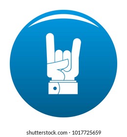Hand rock icon vector blue circle isolated on white background 