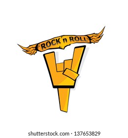 Hand in rock n roll sign. vector sign of rock n roll music and lifestyle.