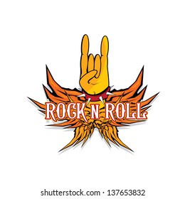 Hand in rock n roll sign. vector sign of rock n roll music and lifestyle.