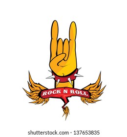 Hand in rock n roll sign. vector sign of rock n roll music and lifestyle.