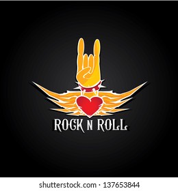 Hand in rock n roll sign. vector sign of rock n roll music and lifestyle.