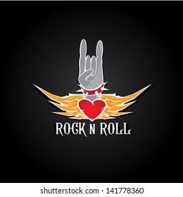 Hand in rock n roll sign. vector sign of rock n roll music and lifestyle.