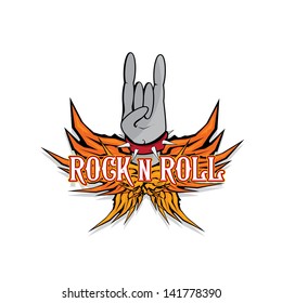 Hand in rock n roll sign. vector sign of rock n roll music and lifestyle.